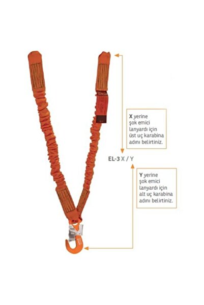 KAYA SAFETY Çift Kol Şok Emicili Elastik Lanyard El-3 Serisi