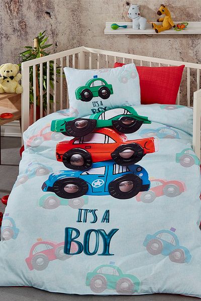 BONJARDİNHOME Cars Digital Printed 3d Cotton Baby Bedding Set