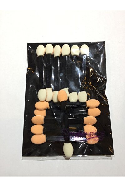 Çınar Aksesuar فرشاة مكياج - فرشاة ظلال العيون - اسفنجة ظلال العيون - المشمش - 12 قطعة