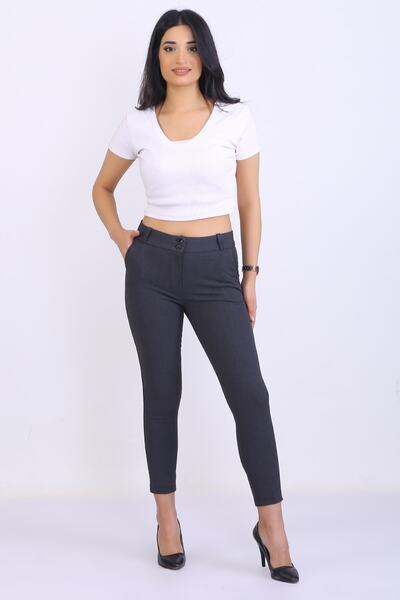 Canseven Fashion Pantaloni de damă cu talie înaltă, din țesătură, cu croială ...