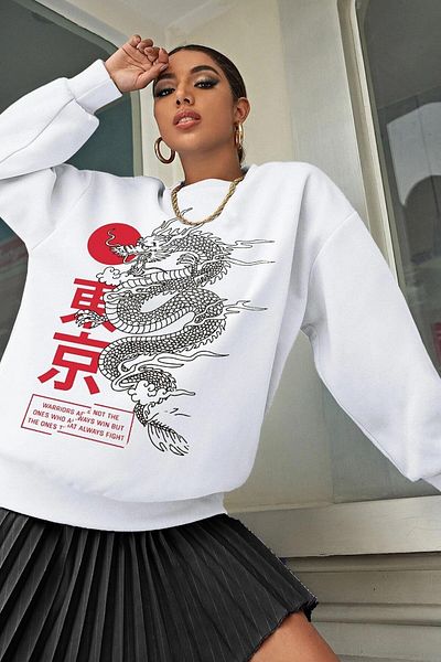 Mad&Calf Γυναικείο φούτερ White Warrior Oversize