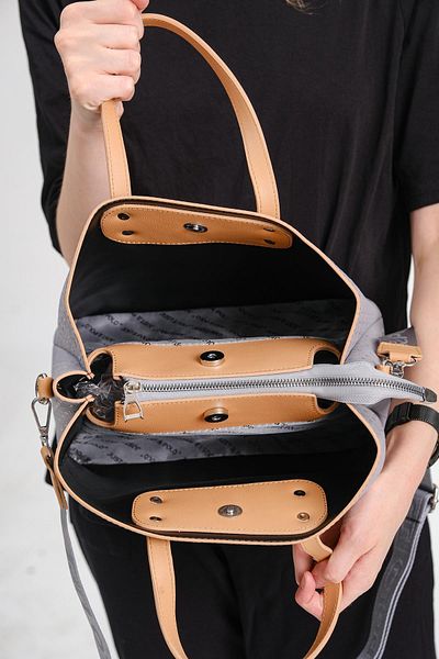 Just Polo Women's Embossed Embossed Printed Three-Compartment Vegan Shoulder and Hand Bag