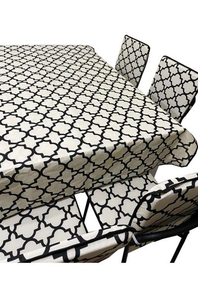 Vip Home Concept Chair Cushion Large Size with Backrest 6 Pieces and Table Cover Set (facial material)