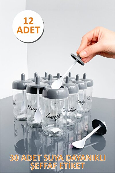 Sezka Life 12 Adet Kapağı Kendinden Kaşıklı Baharatlık Seti Ve 30 Adet Suya D...