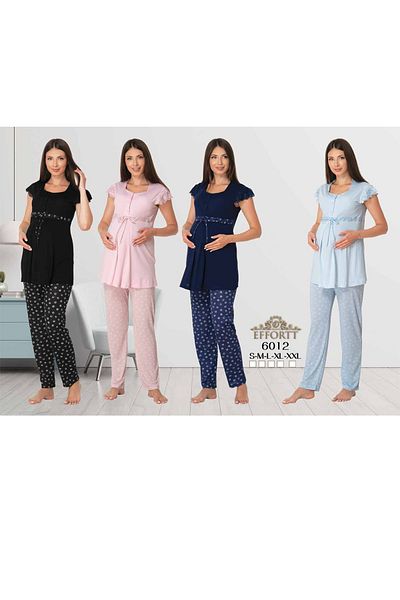 kaktüslohusa Effort Women's Pink Patterned Maternity Pajama Set 6012