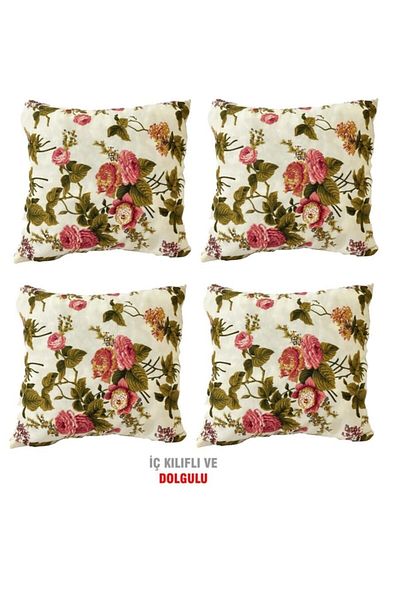 Vip Home Concept Pernă Vip - 4 bucăți 43x43 cm, detaliu cu fermoar căptușit (rose engleză)