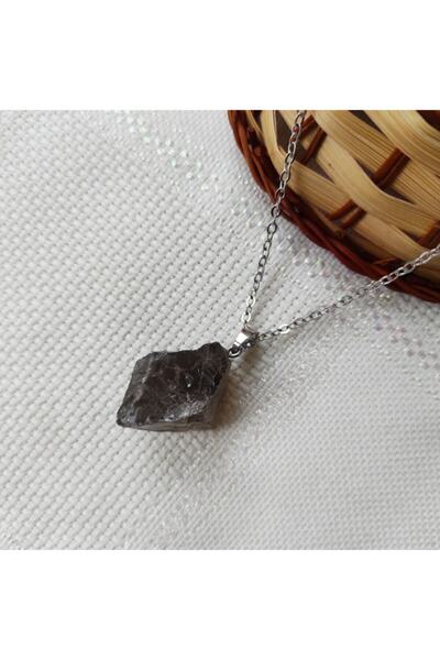 ByKolyeucum Işlenmemiş Ham Doğal Dumanlı Kuvars Taşı Doğal Taş Kolye