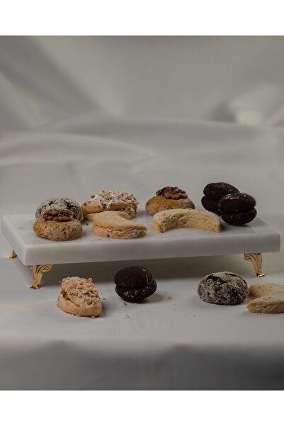 MERALP Presentation Holder Gold Set of 2 Real Marble Cake Presentation, Metal Profile Leg