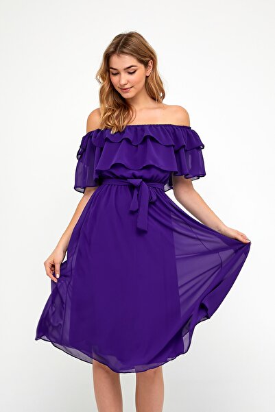 ADASTYLE Rochie mov din sifon Tyc00141863684