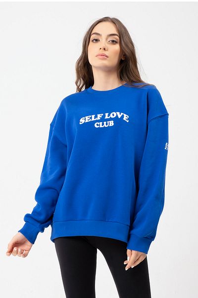 Eazy Co Eazy Self Love Oversize Unisex Saks Μπλε Ποδηλατικό Χοντρό Φούτερ