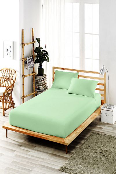 ÇARŞAF DÜNYASI Fitted Sheet Set (duvet cover Fabric) Cotton (pillowcase) Mint