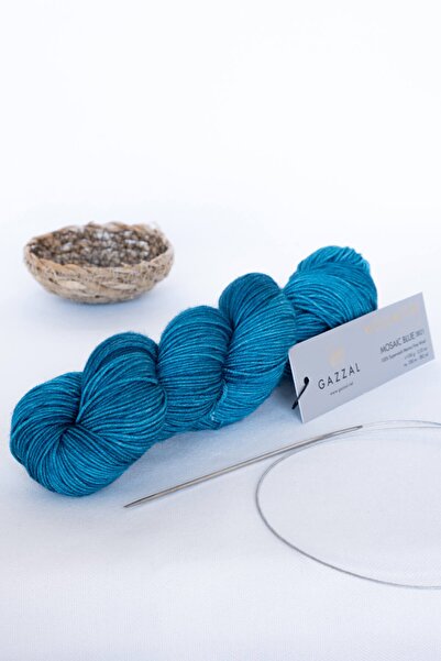 Gazzal غزل صوف ستار 100% سوبر واش من صوف ميرينو محبوك يدويًا (3821-فيروزي)