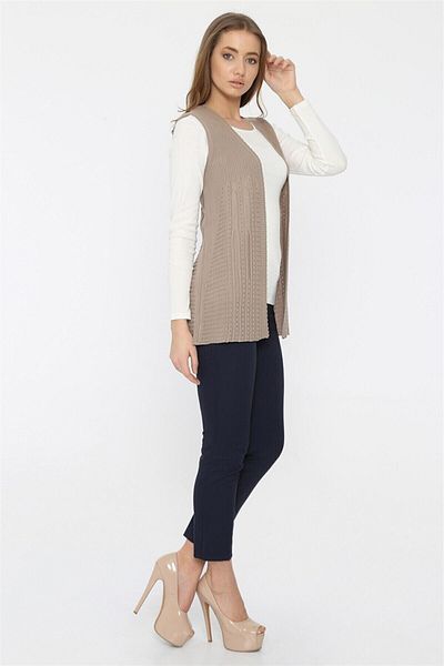 ModaMinar Women's Knitwear Side Accordion Vest