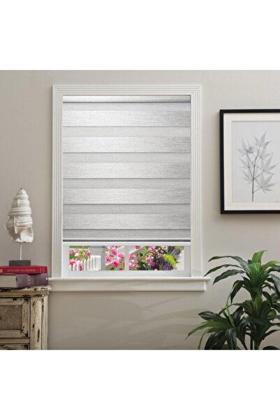 Genel Markalar Hazır Hasır Bambu Zebra Stor Perde Gri 180x200cm