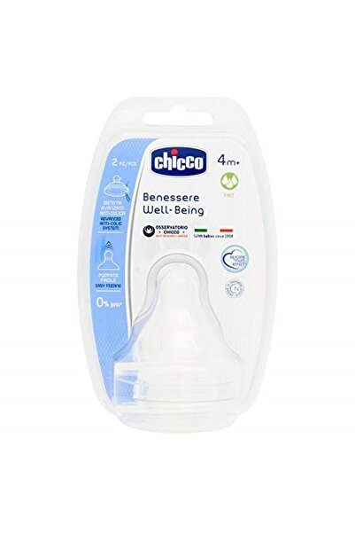 Chicco Wellbeing Biberon Emziği 4 Ay+ Hızlı Akış 2'li, Silikon Şeffaf