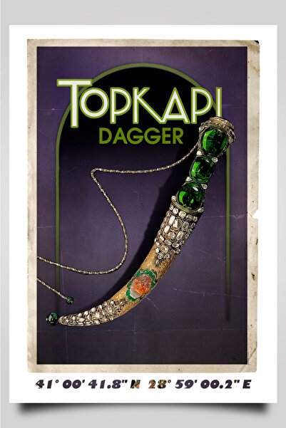 HariTasarım Retro Koordinatlı Şehir Posteri, Topkapı Hançer Çerçevesiz Poster