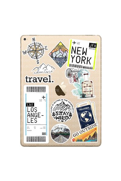 ENGINPRINT Travel Themed Laptop Notebook Tablet Sticker Set 16 Pieces