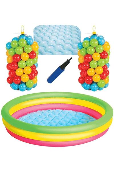 ACTIVESHOP Havuz Tabanı Şişmeli 102x25 Cm + 200 Top+ Pompa