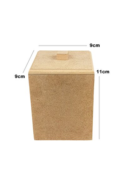 Dumbo Butik Ahşap Boyanabilir Ham Mdf Kapaklı Kutu 9x9x11 cm