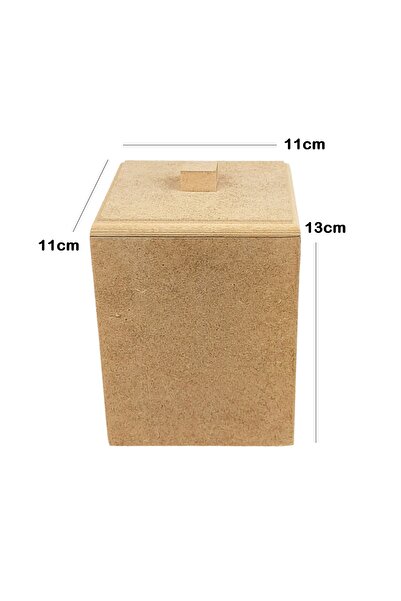 Dumbo Butik Ahşap Boyanabilir Ham Mdf Kapaklı Kutu, 11x11x13cm