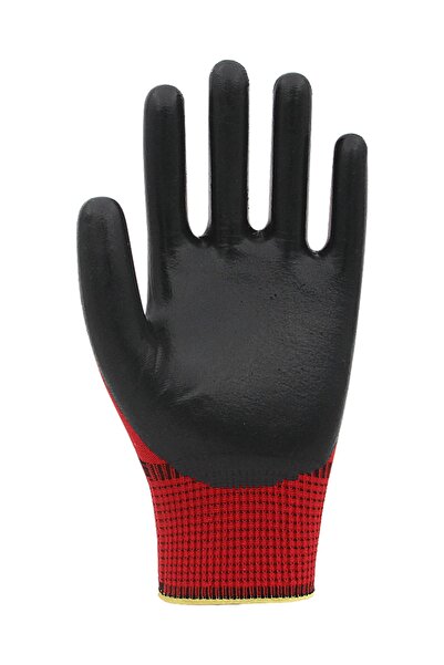 Beybi Pn5 Polyester Knitted Nitrile Gloves-Red-No:10 - 1 Pair