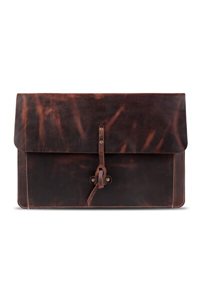 LONDO Калъф от естествена кожа с възел, съвместим с MacBook Pro и Air 13,3/13 инча - канела