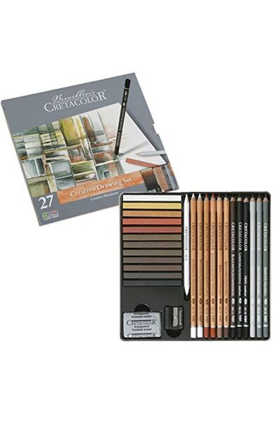CretaColor Creativo Drawing Set Premium Çizim Seti Metal Kutu 27 Parça 40031