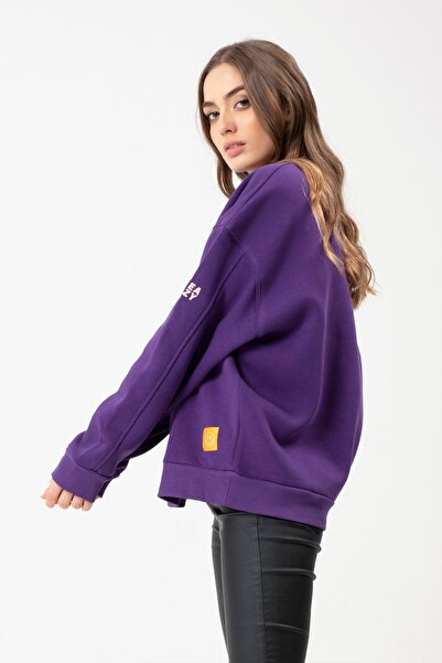 Eazy Co Eazy Fake Life Oversize Unisex Фіолетовий Світшот з товстим коміром