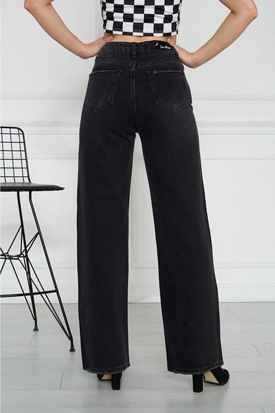 Bella denim Καπνιστό ψηλόμεσο παντελόνι τζιν με φαρδύ πόδι
