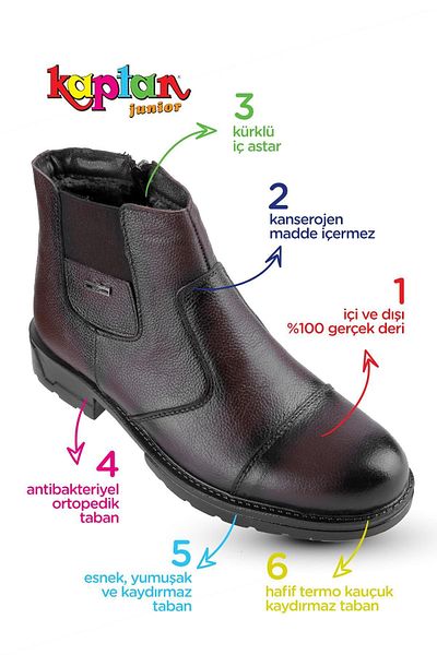 KAPTAN JUNIOR Γνήσιες Δερμάτινες Χειμερινές Ανδρικές Μπότες με Γούνα Εσωτερικά Mfre 225