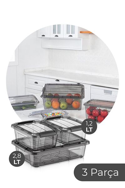 Vienev Foly Royal Box Storage Box Set 3 Pieces 1.2 Lt(2X), 2.8 Lt(1X)
