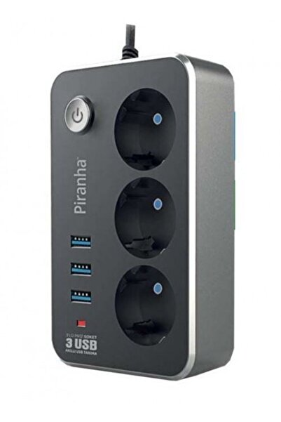 RavPower Termal Akım Korumalı Uzatma Kablosu 3'lü Priz 3 Usb'li 3396/3411