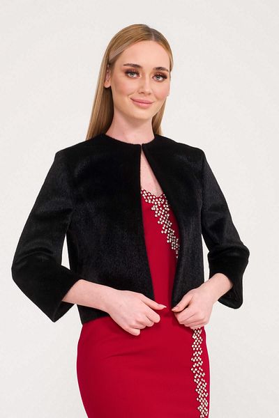 SpringStore Jachetă de seară din blană neagră