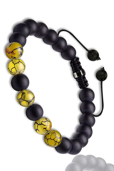 Tesbih Atölyesi Certified Natural Green Dragon Agate Onyx Stone Bracelet Set