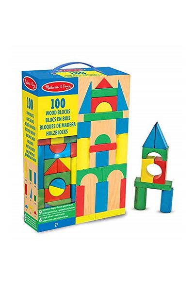 Melissa & Doug مجموعة مكعبات خشبية من دوج - 100 قطعة (10481)