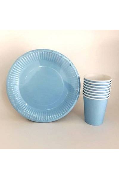 DURU PARTY Plate Glass Solid Color Blue 8 Pieces