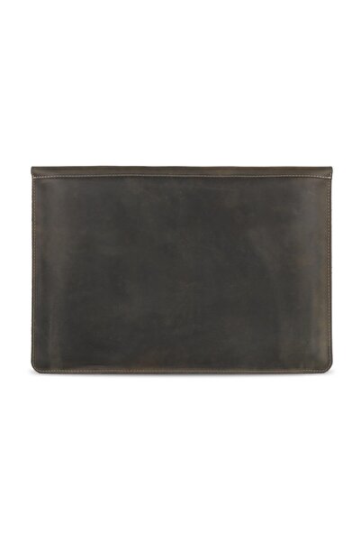 LONDO Калъф от естествена кожа с възел, съвместим с MacBook Pro и Air 13,3/13 инча - Oliv