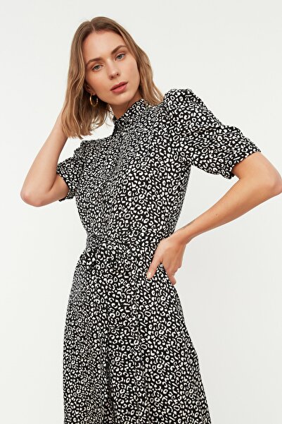 Trendyol Collection Multicolor Patterned Belted Midi Woven Viscose Shirt Dress TWOSS20EL1559