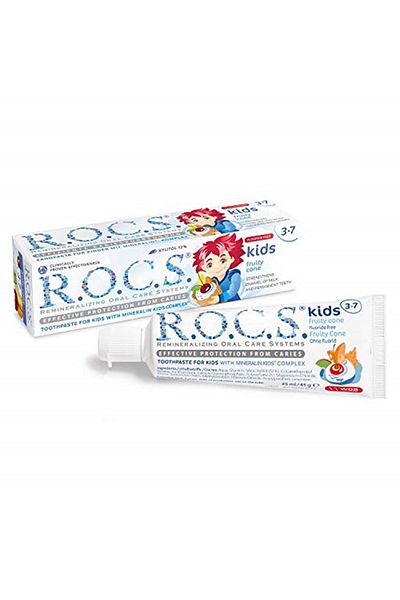 R.O.C.S. Fluoride-Free Toothpaste and Fruit Cone for 3-7 Years - Taste