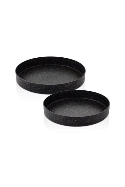FALEZ Black Plus 2 Piece Oven Tray Set Black Blc 1001 Granite Oven Tray Does Not Contain PFOA