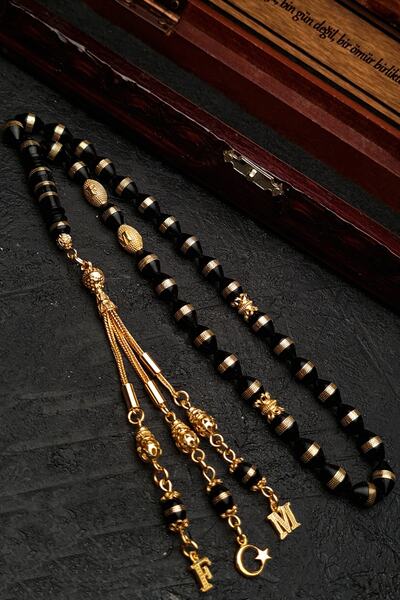 OTTOTESBİH Erkek Hediye Altın Kaplama Gümüş Püsküllü Gümüş Harfli Kuka Tesbih