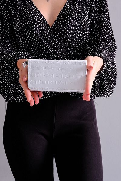 Just Polo White Women's Snap And Zippered Embossed Printed Wallet Pbu1003