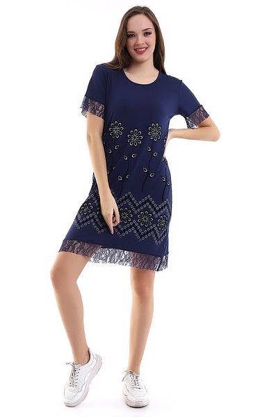 akgül giyim New Season Lace and Printed Summer Dress Model