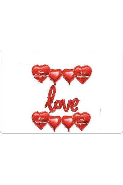 Rubi Κατάστημα 8 Heart Love Red Foil Balloon