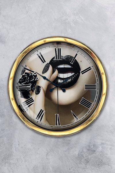 Kasva Concept Gift 40 cm Gold Metal Beauty Salon Wall Clock Clock