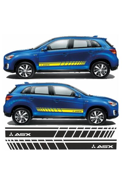 Carmind ملصق سيارة بشريط جانبي من ميتسوبيشي Asx باللون الأزرق