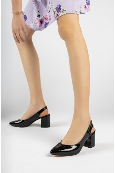 PASSAGE SHOES 3032 Crne lakirane kožne ženske cipele sa otvorenim potpeticama...