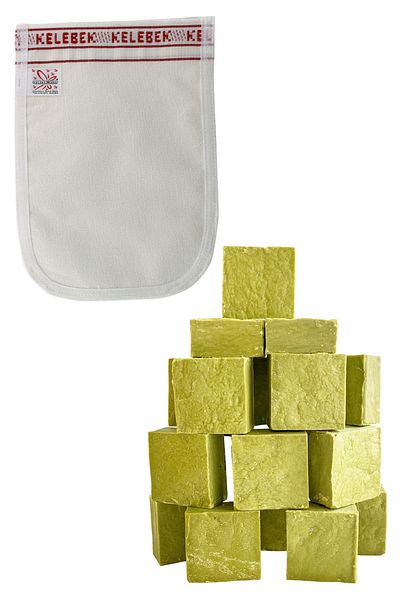 aktarix 2 Kg Handmade Siirt Green Bıttım Soap + Butterfly Thick Bath Scrub
