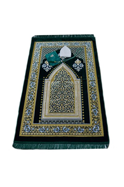 Haziran Çeyizlik Kadife Namaz Seccade Seti Lüks - Koyu Yeşil
