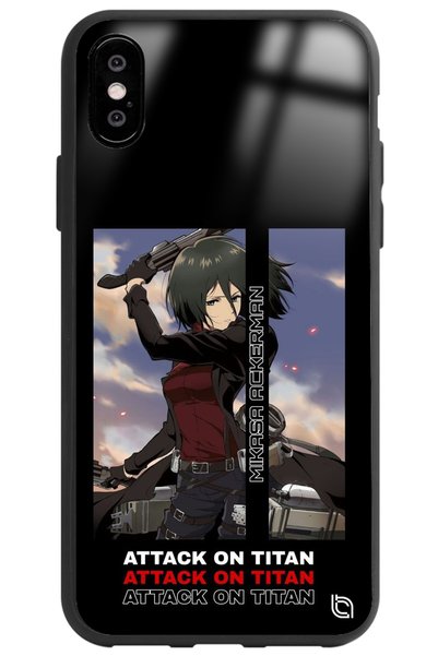 WANNA PROTECT iPhone XS Compatible Attack on Titan Mikasa Premium Patterned G...